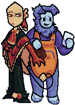Hater pippins and Ramb from deltarune, as adoptable pets.